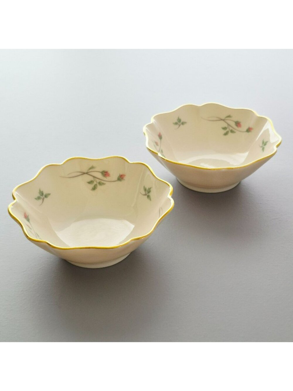 Vintage Lenox "Rose Manor Pink" Jewelry Dish Set of 2, Granny Chic, c1985-99 USA